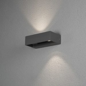 LED fasādes gaismeklis Konstsmide Monza 2x6W, 800lm, 3000K, IP54, Alu, 180° regulējams, Anthracite