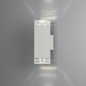 Fasādes sienas gaismeklis Konstsmide Pollux 2xGU10, IP44, Max. 7W, 27.5cm, Alu, White