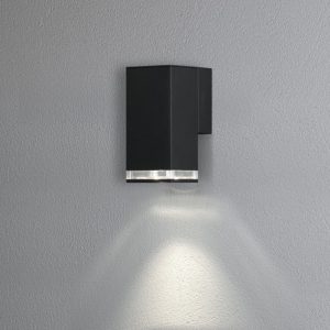 Fasādes sienas gaismeklis Konstsmide Pollux GU10, IP44, Max. 7W, 16.5cm, Alu, Black