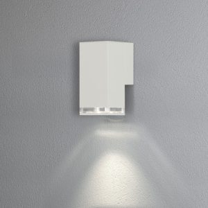Fasādes sienas gaismeklis Konstsmide Pollux GU10, IP44, Max. 7W, 16.5cm, Alu, White