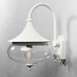 Fasādes sienas gaismeklis Konstsmide Libra Down E27, IP23, Max. 60W, Alu, Matt White, Handmade