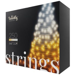 Viedā LED lampiņu virtene Twinkly Strings Gold & Silver AWW, Gen II, 20m, 250LED, IP44, BT+WiFi