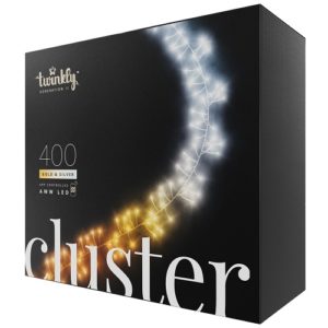 Viedā LED lampiņu virtene Twinkly Cluster Gold & Silver AWW, Gen II, 6m, 400LED, IP44, BT+WiFi