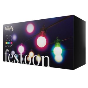 Viedā LED dārza virtene Twinkly Festoon RGB, Gen II, 10m, 20xG45 LED, IP44, BT+WiFi