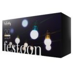 Viedā LED dārza virtene Twinkly Festoon Gold & Silver AWW, Gen II, 10m, 20xG45 LED, IP44, BT+WiFi
