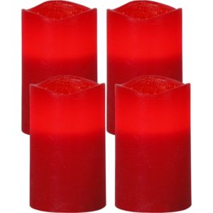 LED Vaska sveces 4gb. Star Trading 4P MAY, 12.5cm, 3xAAA, ar taimeri, sarkanas