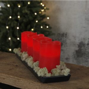 LED Vaska sveces 4gb. Star Trading 4P MAY, 12.5cm, 3xAAA, ar taimeri, sarkanas
