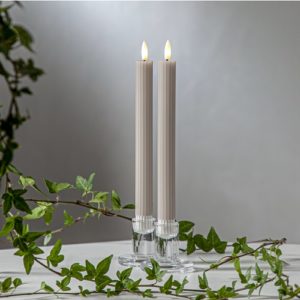 LED vaska sveces 2gb. Star Trading Dinner Flamme Stripe, 25cm, 2xAAA, IP20, ar taimeri, bēšas