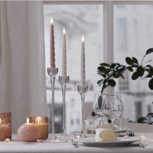 LED vaska sveces 2gb. Star Trading Dinner Flamme Shine, 24.5cm, 2xAAA, IP20, ar taimeri, baltas
