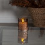 LED svece ar stikla kupolu Star Trading Flamme Leaf 10cm, IP20, 2xAA, ar taimeri