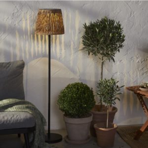 LED dārza lampa ar saules bateriju Star Trading Cesta, 1.27m, WW, IP44, Metāla/Rotangpalmas