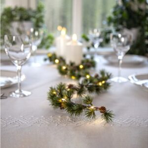 Āra LED virtene mākslīgās skujas Star Trading Garland Larix, 1.4m, 20LED, WW, IP44, 3xAA, ar taimeri