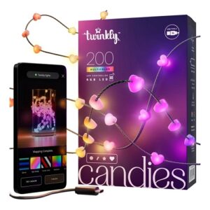 Viedā LED lampiņu virtene Twinkly Candies Hearts, Gen II, 12m, 200LED, IP20, BT+WiFi, USB-C