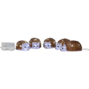 LED dekorācija Eži 5gb. Star Trading Crystalo Hedgehogs, 1.3m, 40LED, 3xAA, ar taimeri, IP44