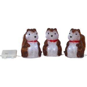 LED dekorācija Vāveres 3gb. Star Trading Crystalo Squirrels, 1.2m, 30LED, 3xAA, ar taimeri, IP44