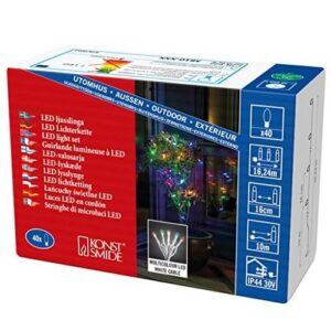 LED āra virtene Konstsmide MicroLED, 6.24m, 40LED, IP44, Krāsaina, ar caurspīdīgu kabeli