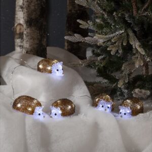 LED dekorācija Eži 5gb. Star Trading Crystalo Hedgehogs, 1.3m, 40LED, 3xAA, ar taimeri, IP44