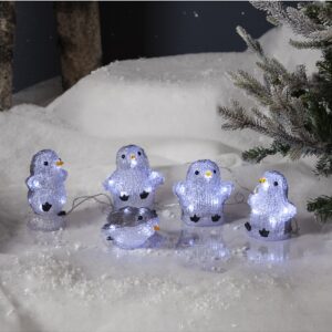 LED dekorācija Pingvīni 5gb. Star Trading Crystalo Penguins, 1.3m, 40LED, 3xAA, ar taimeri, IP44