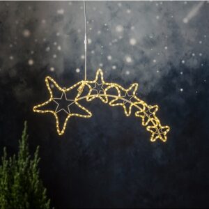 LED Ziemassvētku dekorācija zvaigznes Star Trading Ropeart, 2.1W, 90x49cm, WW, 125lm, IP44