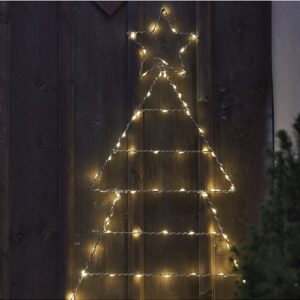 LED āra dekorācija Ziemassvētku egle Star Trading Silhouette Folde, 1.2m, 110LED, WW, 3xAA, ar taimeri