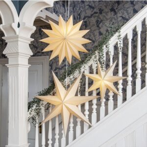 Papīra zvaigzne piekarama Star Trading Plain, 60cm, 14 stari, Bēša