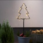 LED āra dekorācija eglīte Star Trading Silhouette Spiky, 90cm, 60LED, WW, 3xAA, ar taimeri