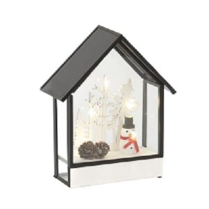 LED dekorācija mājiņa Konstsmide Glass Lantern, 16cm, 5LED, WW, 2xAA, ar taimeri