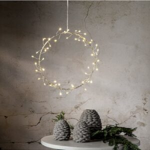 LED gaismas dekorācija vainags Star Trading Poppy, 20cm, 50LED, WW, IP20, 3xAA, ar taimeri