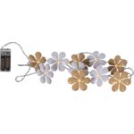 LED gaismas virtene Star Trading Fiore, 1.8m, 10LED, 2500K, 2xAA, ar taimeri, IP20