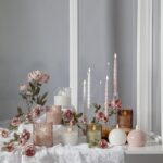 LED svece ar stikla kupolu Star Trading LED Pillar Candle Flamme Leaf, 10cm, 2xAA, ar taimeri