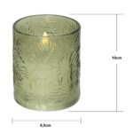 LED svece ar stikla kupolu Star Trading LED Pillar Candle Flamme Leaf, 10cm, 2xAA, ar taimeri