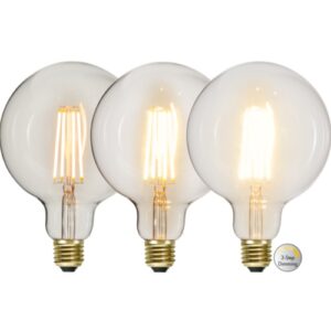 LED spuldze filament Star Trading E27 G125 Soft Glow 3-step, 6.5W, 700lm, 2100K, 3-Step DIM, IP20