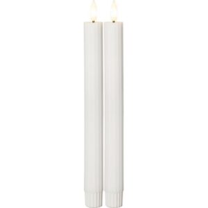LED vaska sveces 2gb. Star Trading Dinner Flamme Stripe, 25cm, 2xAAA, IP20, ar taimeri, baltas