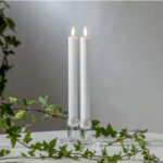 LED vaska sveces 2gb. Star Trading Dinner Flamme Stripe, 25cm, 2xAAA, IP20, ar taimeri, baltas