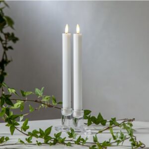 LED vaska sveces 2gb. Star Trading Dinner Flamme Stripe, 25cm, 2xAAA, IP20, ar taimeri, baltas