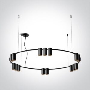 LED griestu gaismeklis One Light 15 Cylinder Pendant Round 63146D/B, 15xGU10, 100x150cm, IP20, Melns