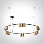 LED griestu gaismeklis One Light 15 Cylinder Pendant Round 63146D/BBS, 15xGU10, 100x150cm, IP20, Brushed Brass