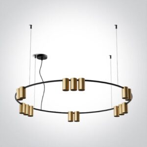 LED griestu gaismeklis One Light 15 Cylinder Pendant Round 63146D/BBS, 15xGU10, 100x150cm, IP20, Brushed Brass