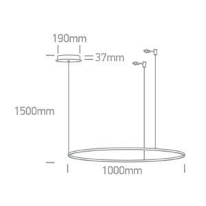 LED griestu gaismeklis One Light LED Pendant Rings 63150/B/W, 48W, 3000K, 3550lm Triac DIM, 100cm, IP20