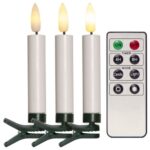 LED bezvadu sveces ar pulti Ziemassvētku eglei Star Trading Flamme 3D, 10gb., 12cm, IP20, 10xAAA