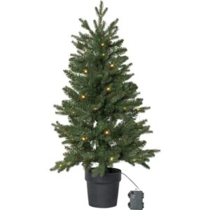 Āra mākslīgā egle ar LED gaismām Star Trading Byske, 90cm, 50LED, WW, IP44, 3xAA, ar taimeri
