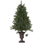 Āra mākslīgā egle ar LED gaismām Star Trading Byske, 1.2m, 80LED, WW, IP44, 3xAA, ar taimeri