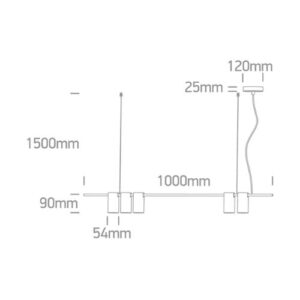 LED griestu gaismeklis One Light 5 Cylinder Pendant 63146A/B, 5xGU10, 100x1500cm, IP20, Melns