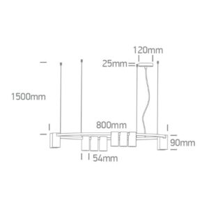 LED griestu gaismeklis One Light 10 Cylinder Pendant Round 63146C/B, 10xGU10, 80x150cm, IP20, Melns