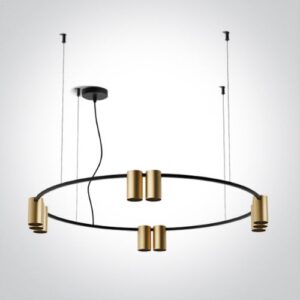 LED griestu gaismeklis One Light 10 Cylinder Pendant Round 63146C/B, 10xGU10, 80x150cm, IP20, Brushed Brass