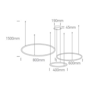 LED griestu gaismeklis One Light LED Pendant Rings 63150B/B/W, 65W, 3000K, 4800lm DIM, 40/60/80cm, IP20