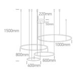 LED griestu gaismeklis One Light LED Pendant Rings 63150C/B/W, 100W, 3000K, 7400lm DIM, 40/60/80/100cm, IP20