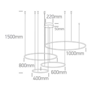 LED griestu gaismeklis One Light LED Pendant Rings 63150C/B/W, 100W, 3000K, 7400lm DIM, 40/60/80/100cm, IP20
