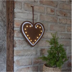 LED Ziemassvētku dekors piparkūka Star Trading Merry, 27cm, 14LED, WW, IP20, 2xAA, ar taimeri
