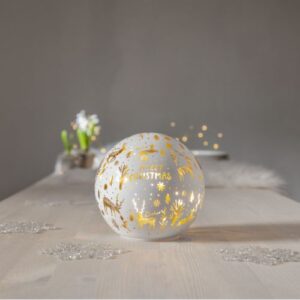 LED dekorācija stikla Star Trading Glass Decoration Merry X-mas, 15cm, 10LED, 3xAA, ar taimeri, IP20